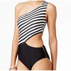MICHAEL Michael Kors Bone One Shoulder Swimsuit Size 8